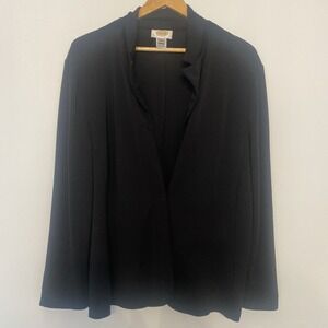 Talbots Black 2 button cardigan jacket  V-neck womens XL Poly Rayon Spandex Suit